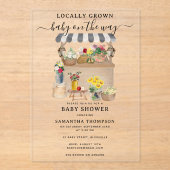 Baby shower van de Bloemenmarkt van de waterverf Acryl Uitnodigingen (Voorkant)