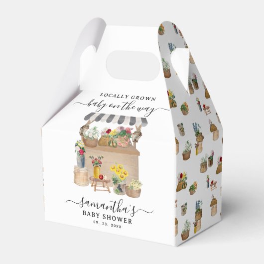 Baby shower van de Bloemenmarkt van de waterverf Bedankdoosjes (Voorkant Zijde)