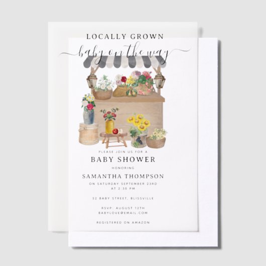 Baby shower van de Bloemenmarkt van de waterverf Vellum Uitnodigingen (Offset)