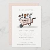 Baby shower van de bloementkarper, vers geplukt bedankkaart (Voorkant / Achterkant)