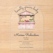 Baby shower van de boerenmarkt acryl uitnodigingen (Voorkant)