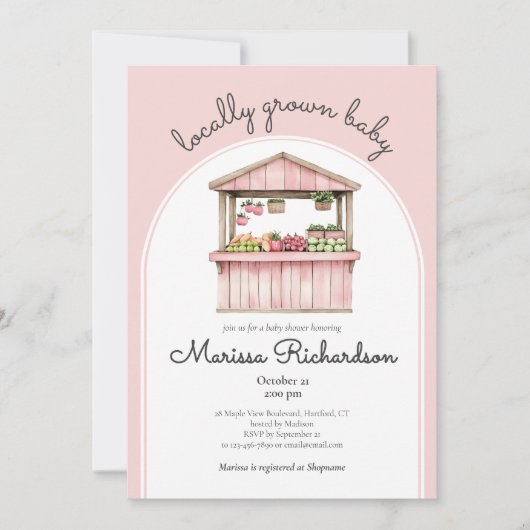 Baby shower van de boerenmarkt kaart (Voorkant)