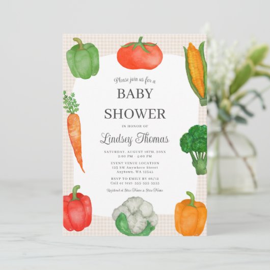 Baby shower van de boerenmarkt kaart (Staand voorkant)