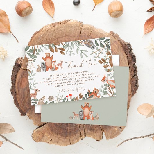 Baby shower van de bosbossen van de steengroenboss bedankkaart