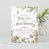 Baby shower van de bosbossen van de steengroenboss kaart (Staand voorkant)