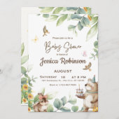 Baby shower van de bosbossen van de steengroenboss kaart (Voorkant / Achterkant)