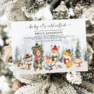 Baby shower van de bosdieren in het winterwoud kaart