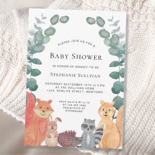 Baby shower van de bosweidedieren Eucalyptus Green Kaart