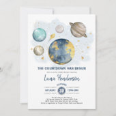 Baby shower van de buitenruimteuter Moon Stars Gal Kaart (Voorkant)