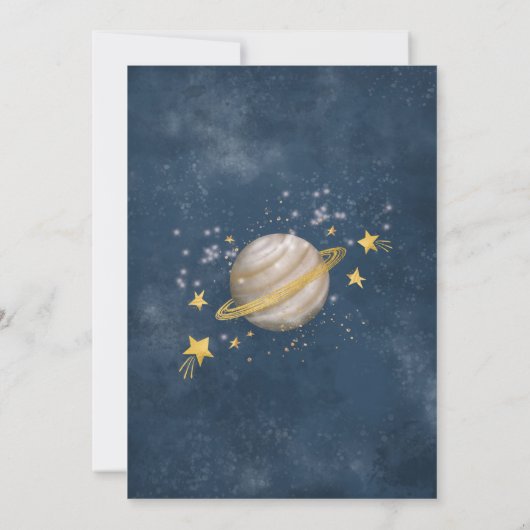 Baby shower van de buitenruimteuter Moon Stars Gal Kaart (Achterkant)