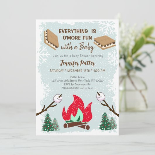 Baby shower van de campfire-chocolade van de Winte Kaart (Staand voorkant)