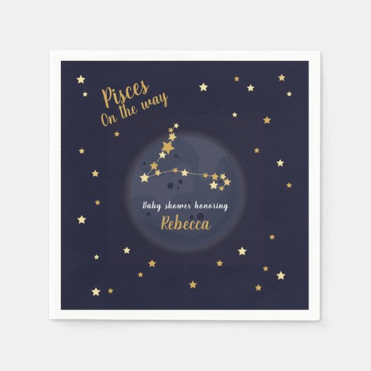 Baby shower van de dierenriem van Vissen Servet (Voorkant)