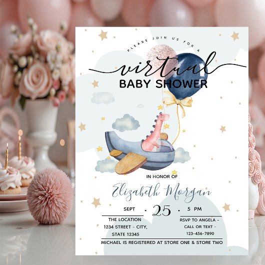 Baby shower van de Dino-luchtballonnen Kaart