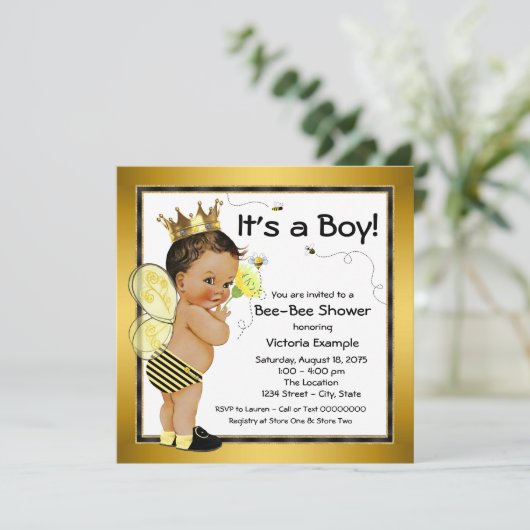 Baby shower van de etnische jongensbij kaart (Staand voorkant)