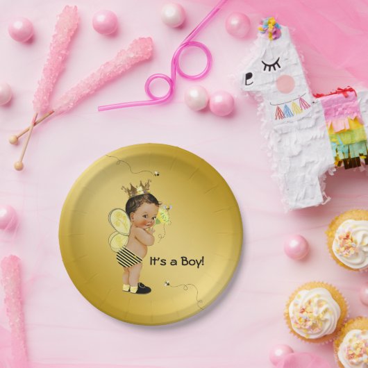 Baby shower van de etnische jongensbij papieren bordje (Feest)