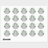 Baby shower van de ezel ronde sticker (Vel)