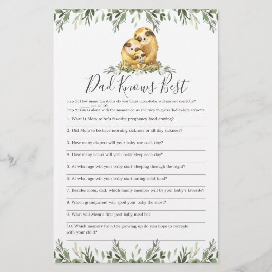 Baby shower van de familie Sloth Papa kent beste g (Voorkant)