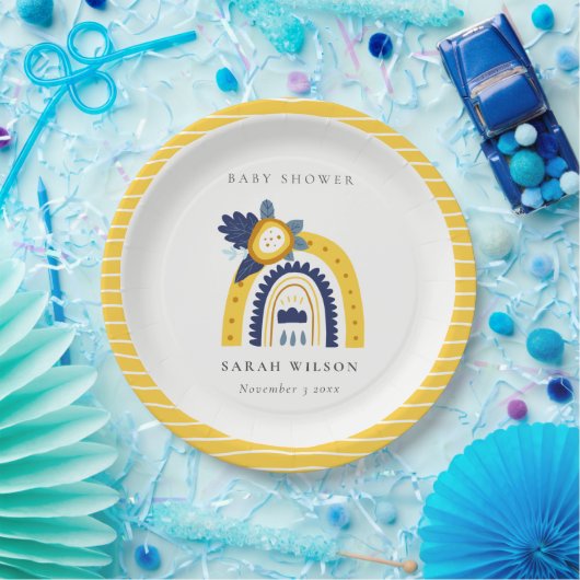 Baby shower van de flessenregenboog van de Helderg Papieren Bordje (Feest)