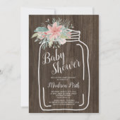 Baby shower van de florale mason van de roesthout kaart (Voorkant)