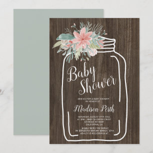 Baby shower van de florale mason van de roesthout kaart