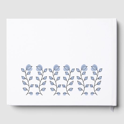 Baby shower van de Florale Waterverf (blauw) Gastenboek (Achterkant)