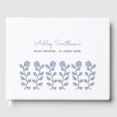 Baby shower van de Florale Waterverf (blauw) Gastenboek (Voorkant)