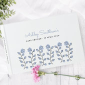 Baby shower van de Florale Waterverf (blauw) Gastenboek