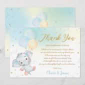 Baby shower van de fluitballons bedankkaart (Voorkant / Achterkant)