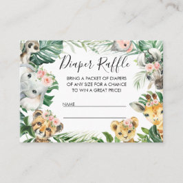 Baby shower van de Foliage Safari Diaper Raffle In Visitekaartje
