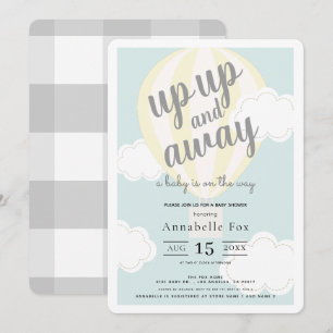 Baby shower van de Gele Hot Air ballon omhoog en w Kaart