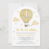 Baby shower van de Gele Hot Air ballon omhoog en w Kaart (Voorkant)