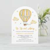 Baby shower van de Gele Hot Air ballon omhoog en w Kaart (Staand voorkant)