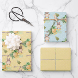 Baby shower van de groene aap inpakpapier vel