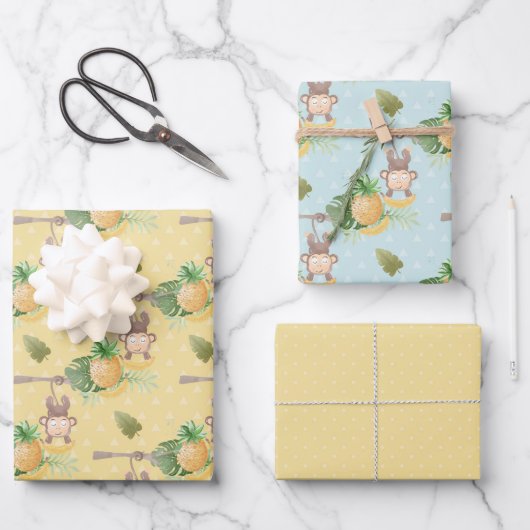 Baby shower van de groene aap inpakpapier vel (Voorkant)