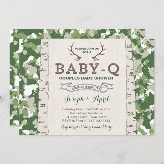 Baby shower van de Groene Camo Couples van het leg Kaart (Voorkant / Achterkant)