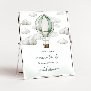 Baby shower van de groene heteluchtballon poster