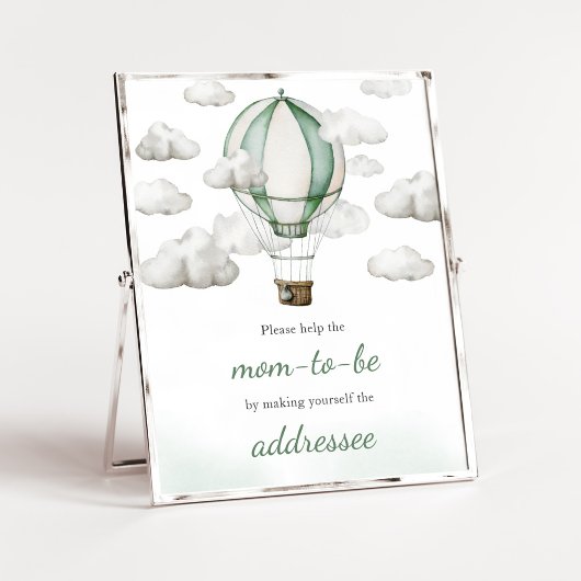 Baby shower van de groene heteluchtballon poster