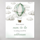 Baby shower van de groene heteluchtballon poster (Voorkant)