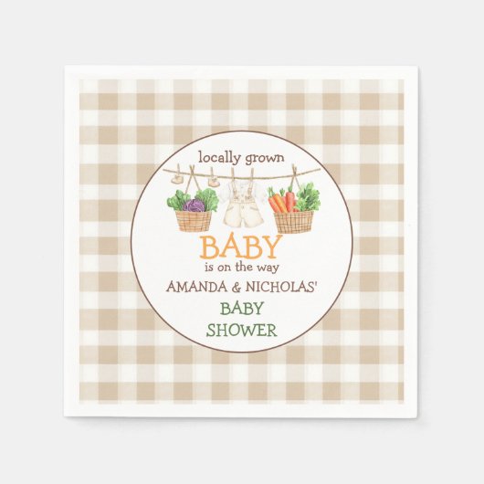 Baby shower van de groentemarkt servet (Voorkant)
