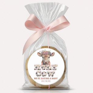Baby shower van de Heilige Koe geeft de voorkeur a Ronde Sticker