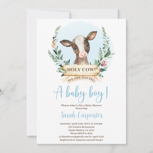 Baby shower van de Heilige Koe Uitnodiging (Voorkant)