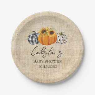 Baby shower van de herfst Pumpkin Sunflower Burlap Papieren Bordje
