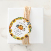 Baby shower van de herfst Pumpkin & Sunflower Hart Bedankjes Labels (In situ)