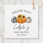 Baby shower van de herfst Pumpkin & Sunflower Hart Bedankjes Labels (Achterkant)