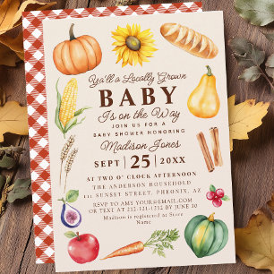 Baby shower van de herfstmarkt voor lokaal geteeld kaart