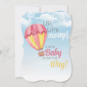Baby shower van de hete luchtballon - Rood & Geel  Kaart (Achterkant)