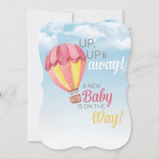 Baby shower van de hete luchtballon - Rood & Geel  Kaart (Achterkant)