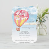 Baby shower van de hete luchtballon - Rood & Geel  Kaart (Staand voorkant)