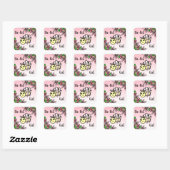 Baby shower van de honingbijen en de bloemen vierkante sticker (Vel)
