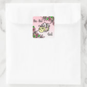 Baby shower van de honingbijen en de bloemen vierkante sticker (Tas)